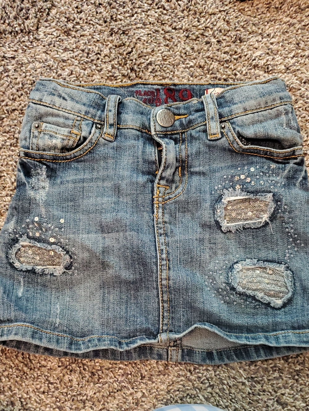 Place Distressed Denim Mini Skirt in Blue